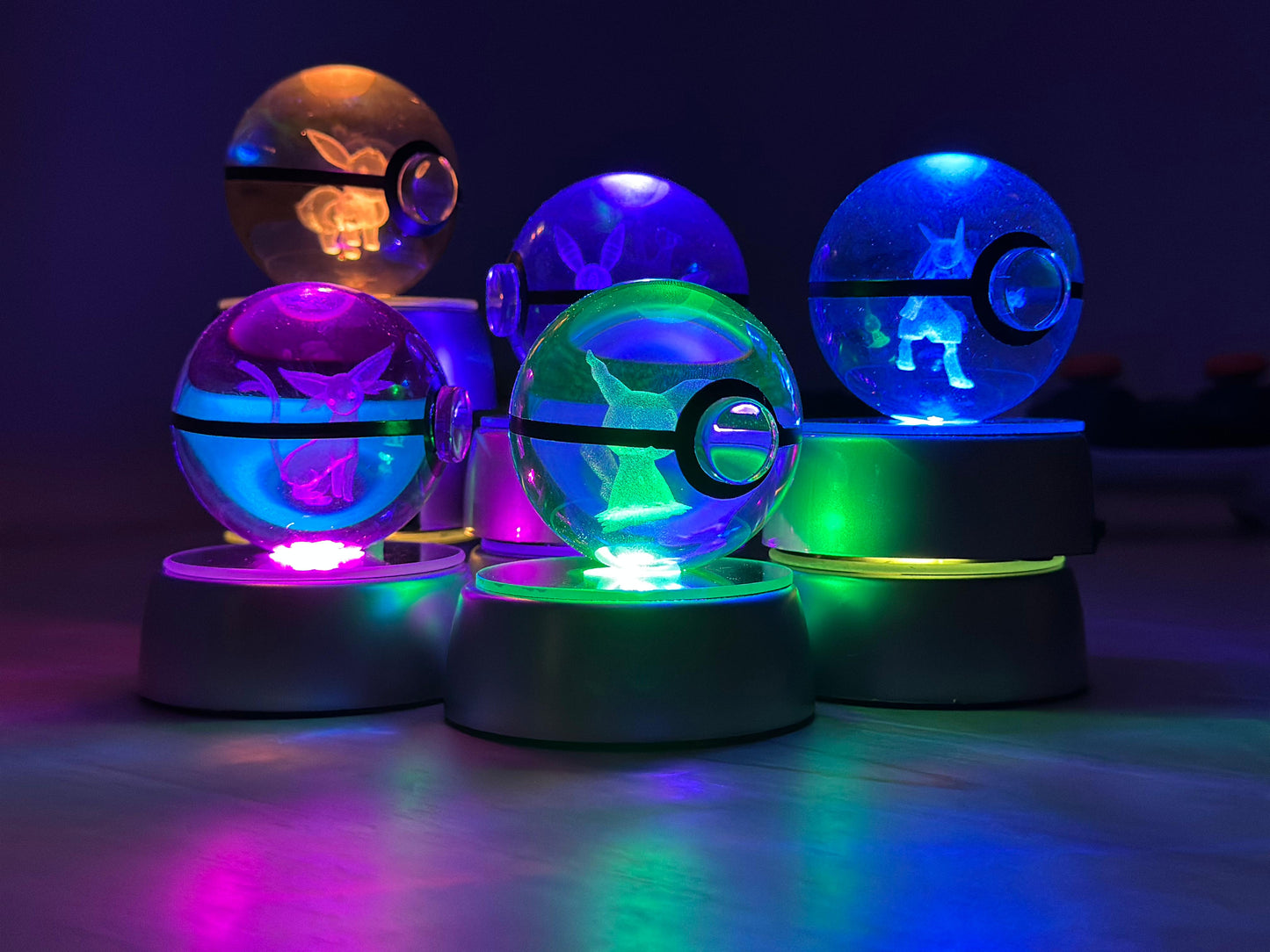 PokeSphere Aura Light – 3D Crystal Sphere with LED Glow