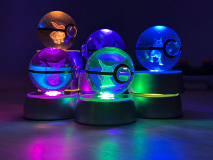 PokeSphere Aura Light – 3D Crystal Sphere with LED Glow