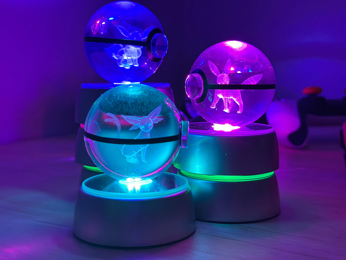 PokeSphere Aura Light – 3D Crystal Sphere with LED Glow