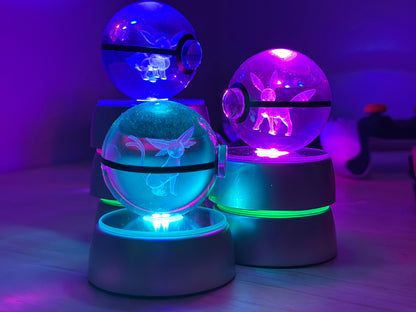 PokeSphere Aura Light – 3D Crystal Sphere with LED Glow