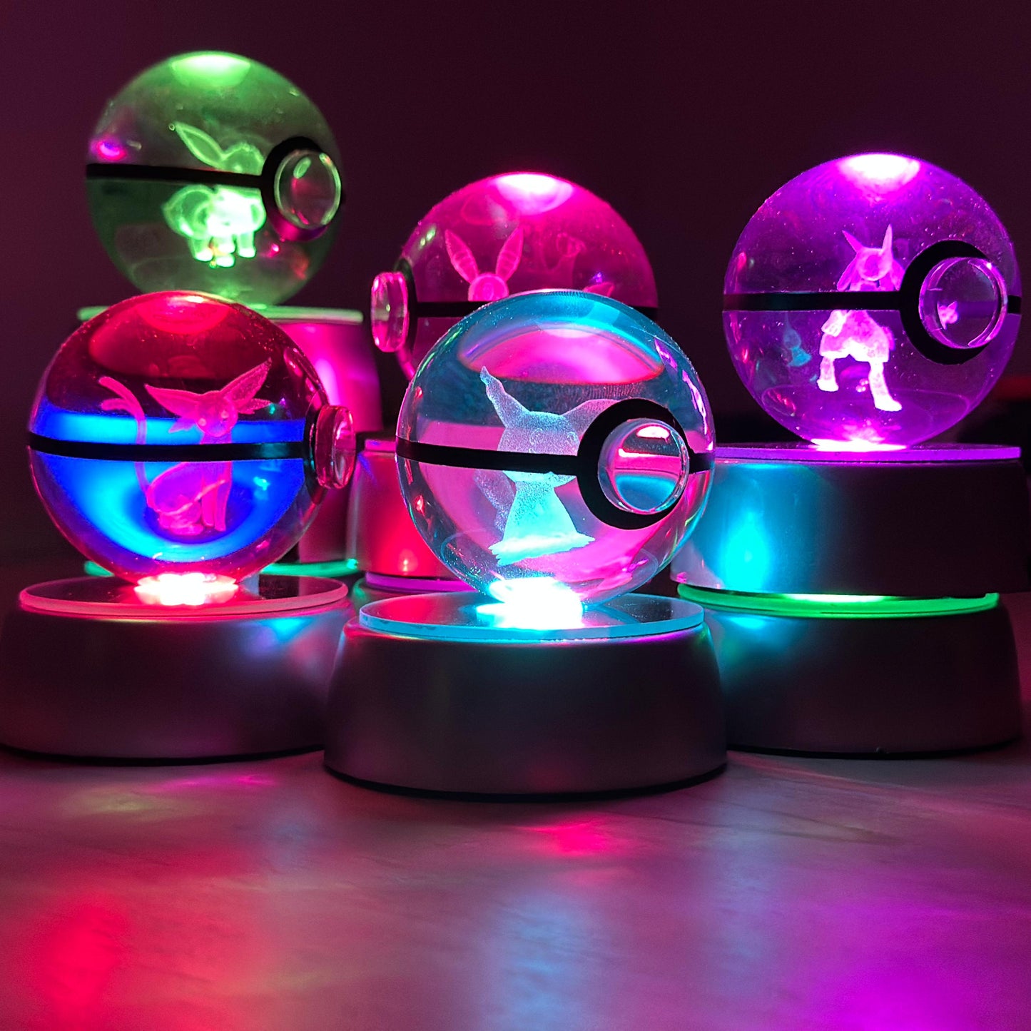 PokeSphere Aura Light – 3D Crystal Sphere with LED Glow